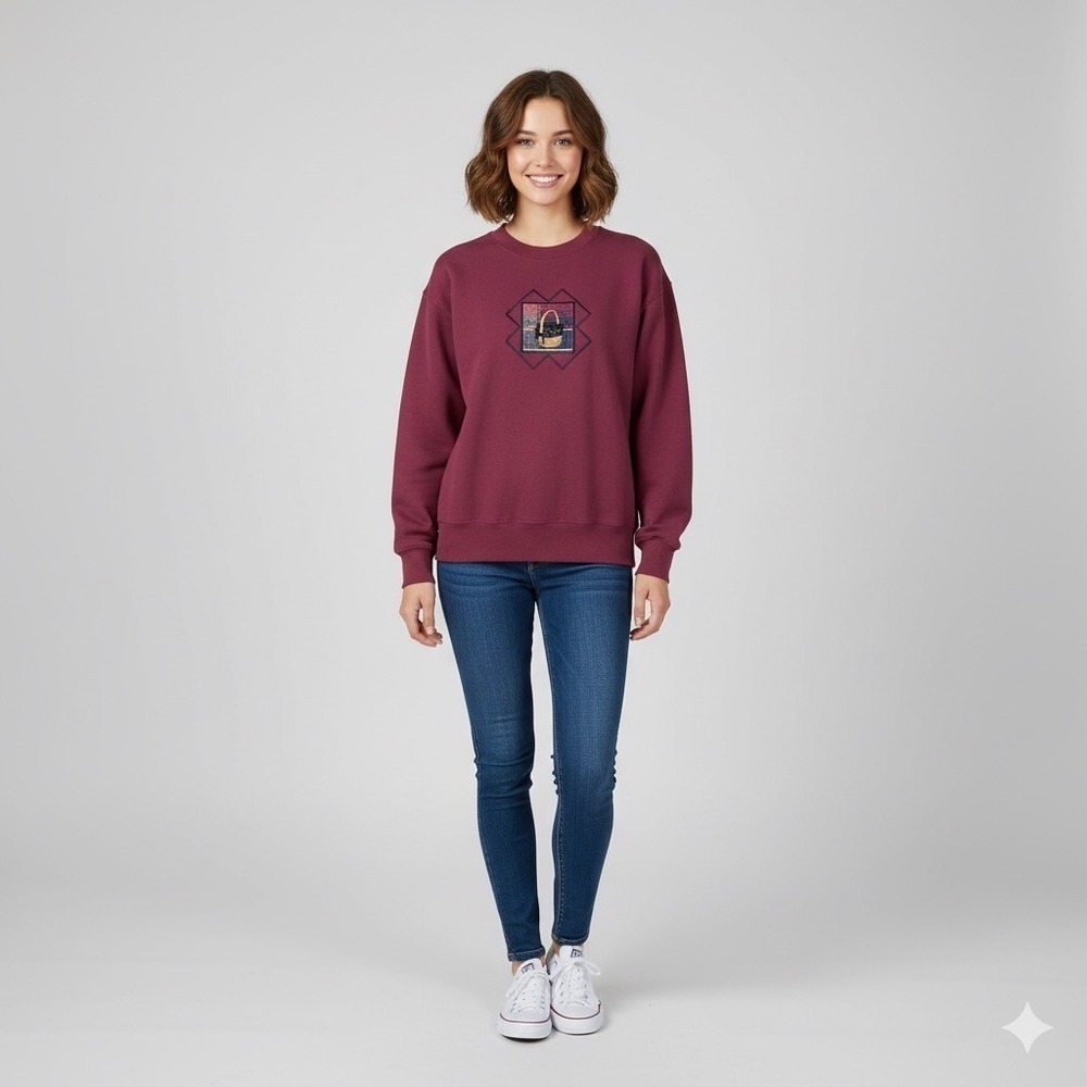Vintage Jerzees Womens Size Large Embroidered Basket Sweatshirt Burgundy‎ 90s